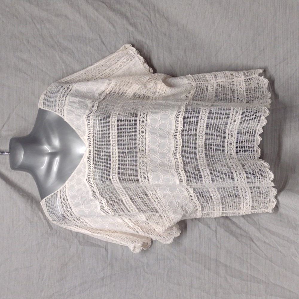 Chico's boho Bohemian chic cotton blouse off white XL